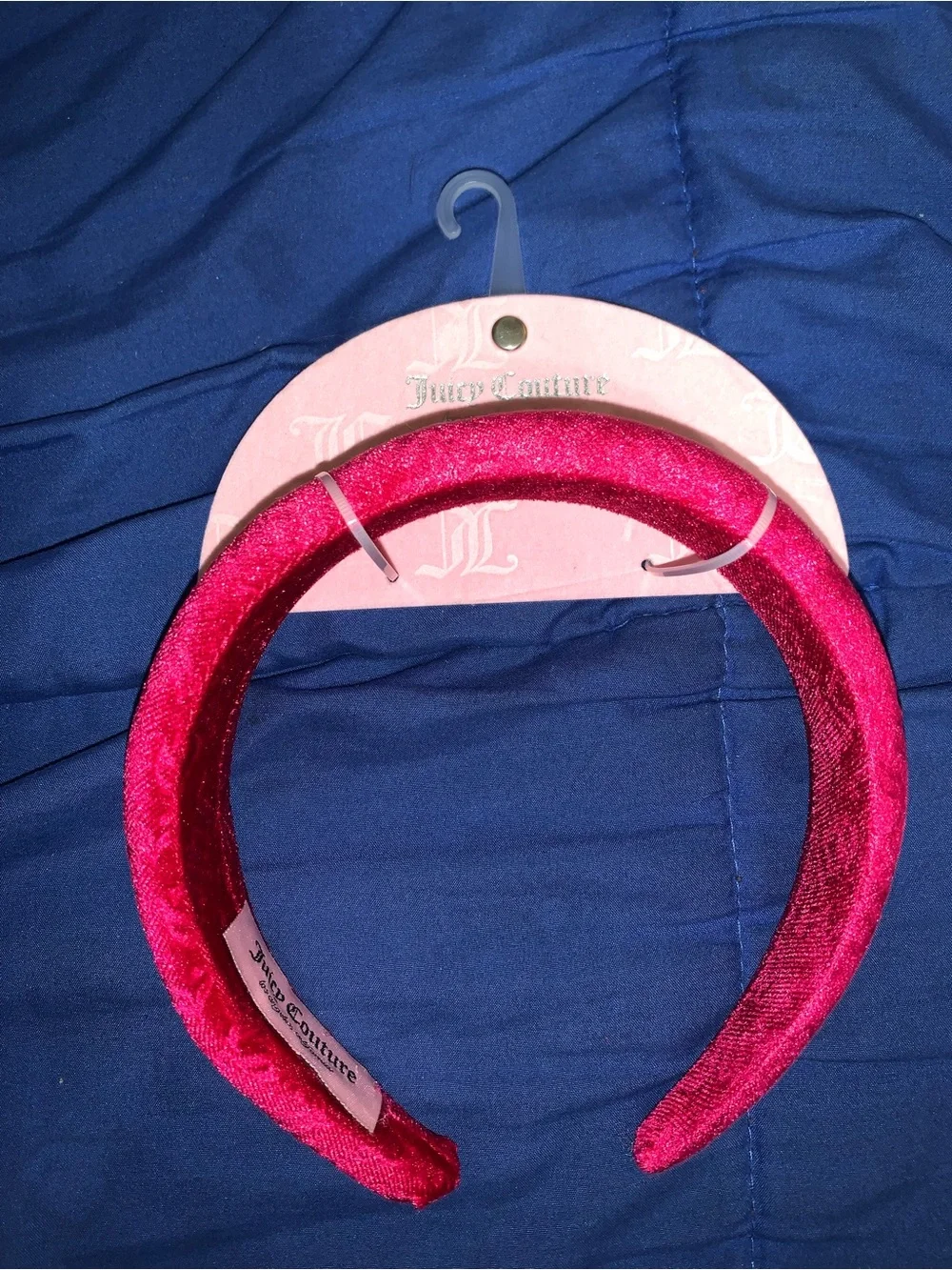 Juicy Couture Hot Pink Embossed Velvet Padded Headband NWT
